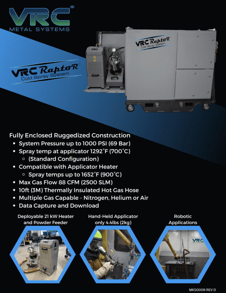 VRC Metal Systems Raptor Cold Spray System Brochure