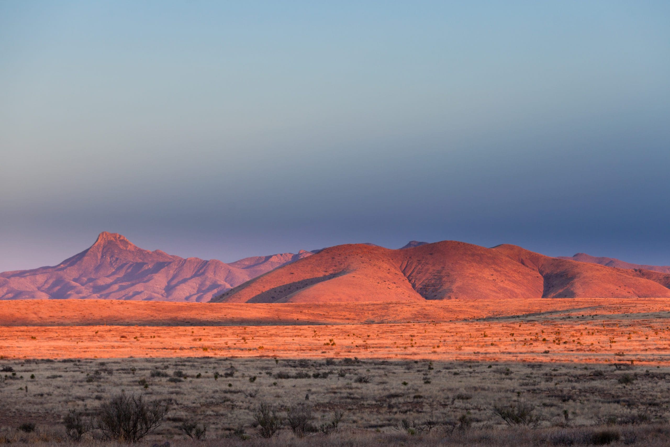 Sunset light high desert landscape New Mexico US